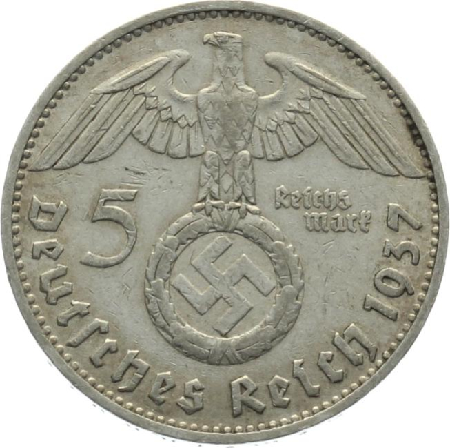 3. Reich 5 Mark 1937 D - Adler über Hakenkreuz